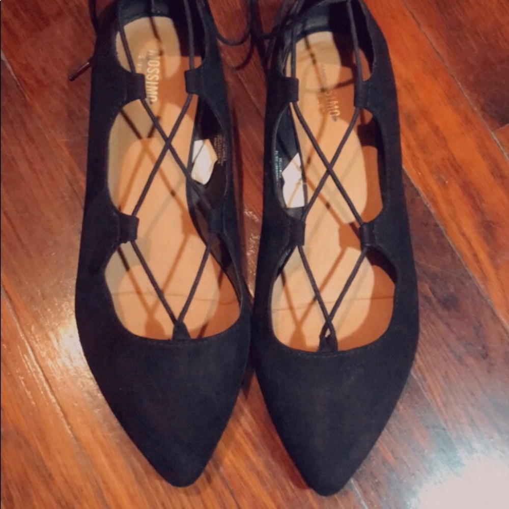 Black Tie-up Ballet Flats